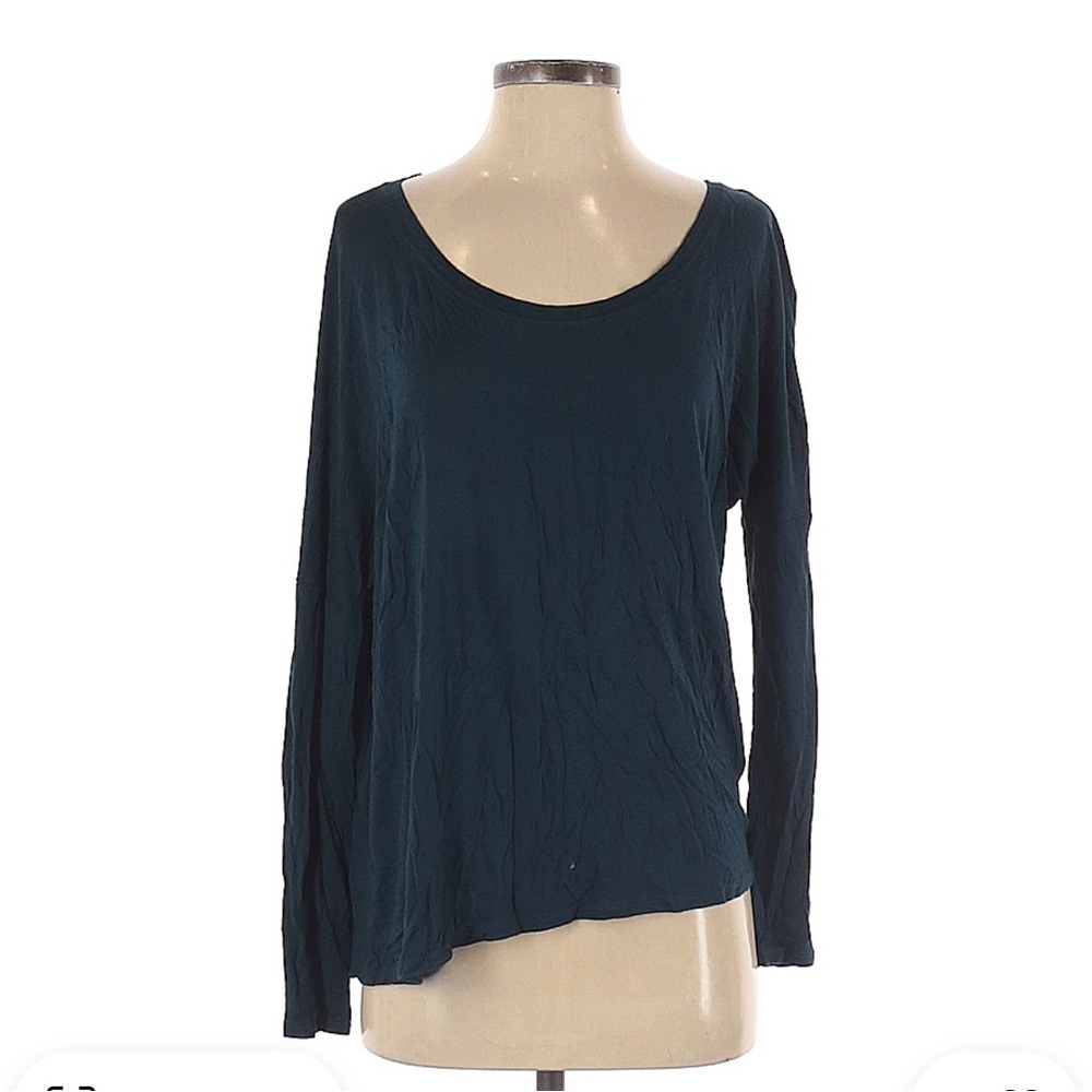 🦋 3/$9 Zara teal long sleeve top size small gold zipper detail on back